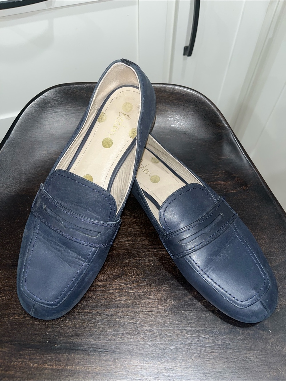 Boden navy leather loafers